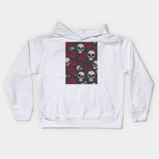 skulls and red roses Kids Hoodie